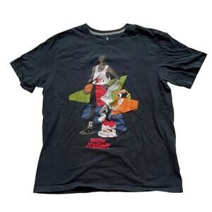 Michael Jordan Hare Jordan T Shirt Adult Medium Black Space Jam Bugs Bunny